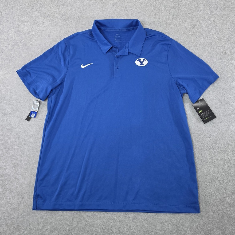 Nike BYU Polo Shirt Mens XL Dri-Fit Blue Brigham Young NCAA CD5923-480 NWT